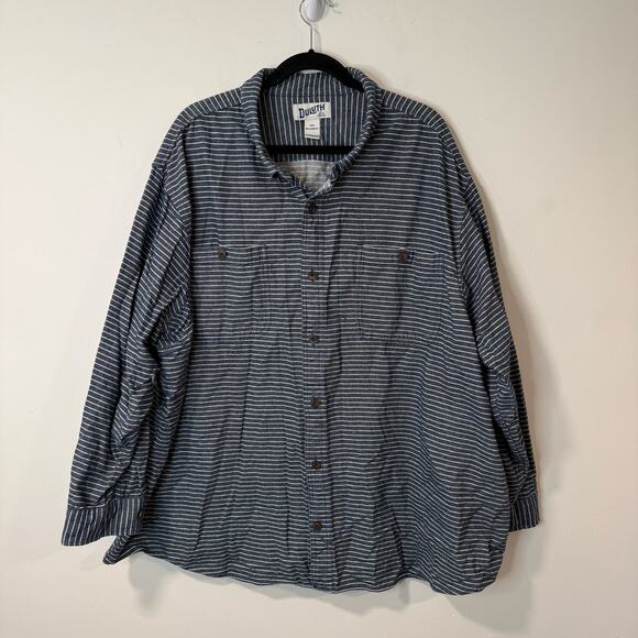 Duluth Trading Co Men's Free Swingin' Flannel Relaxed Fit Shirt Stripe Blue 4XL - Picture 1 of 10